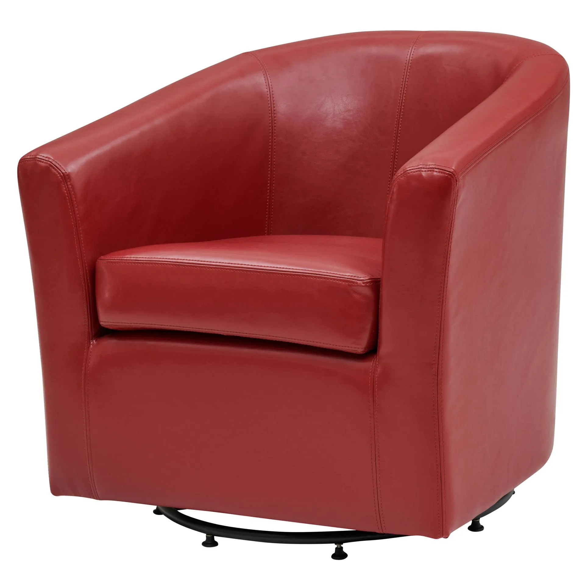 hayden swivel bonded leather accent arm chair, red