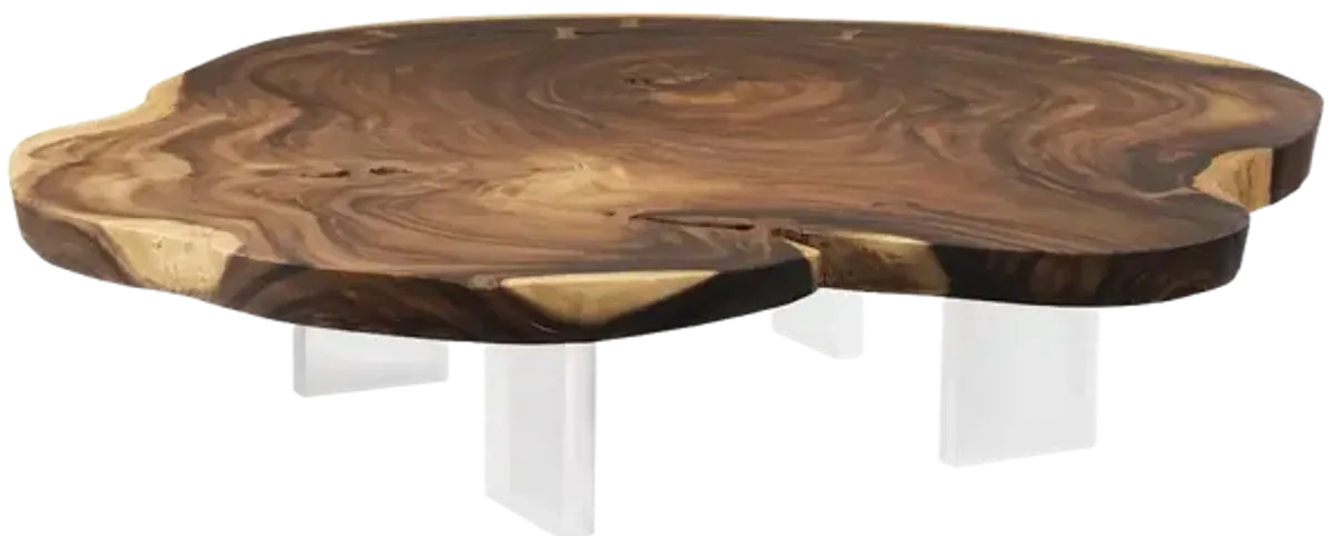 Floating Coffee Table with Acrylic Legs, Natural, Size Varies