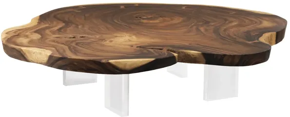 Floating Coffee Table with Acrylic Legs, Natural, Size Varies