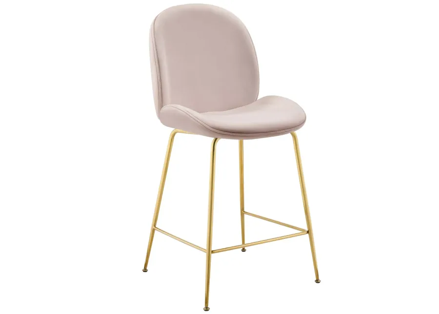 Scoop Gold Stainless Steel Leg Performance Velvet Counter Stool