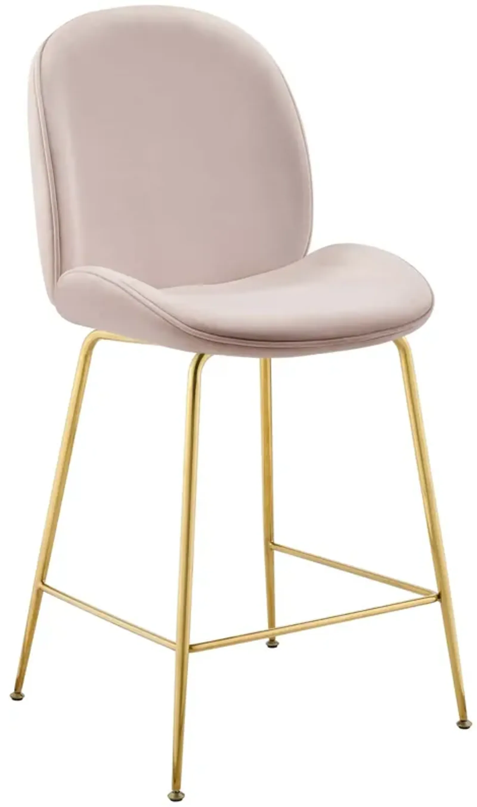 Scoop Gold Stainless Steel Leg Performance Velvet Counter Stool