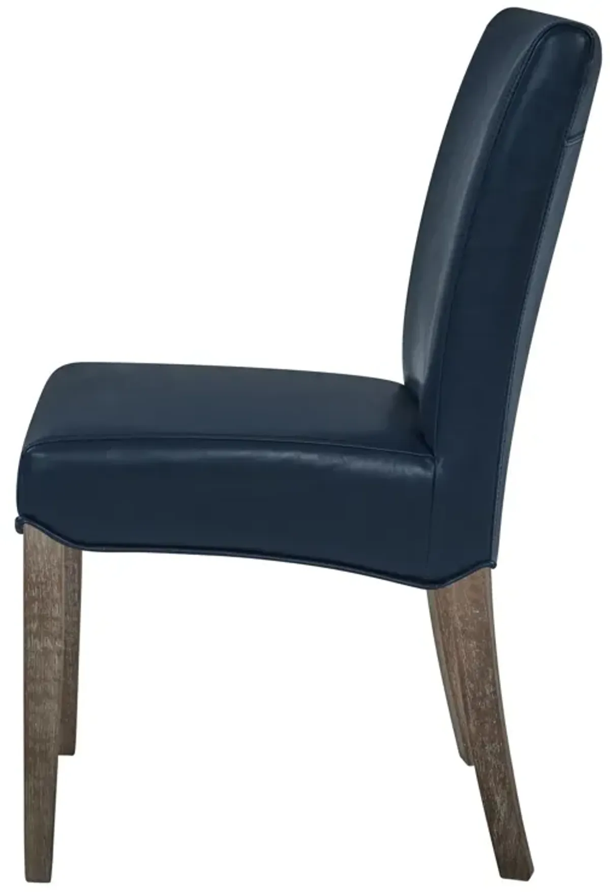 Beverly Hills Bonded Leather Dining Side Dining Side Chair Drift Wood Legs, Vintage Blue (Set of 2)