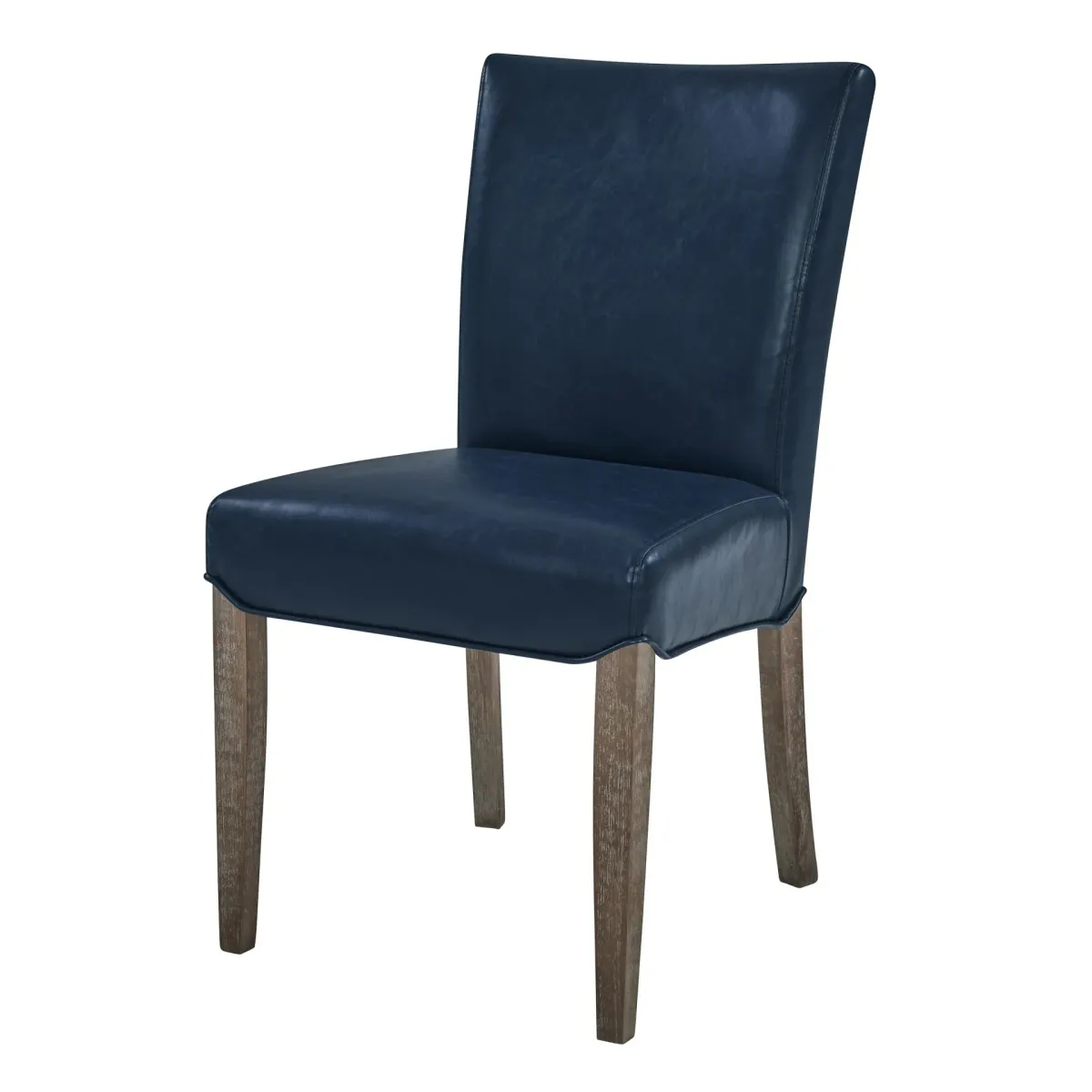 Beverly Hills Bonded Leather Dining Side Dining Side Chair Drift Wood Legs, Vintage Blue (Set of 2)