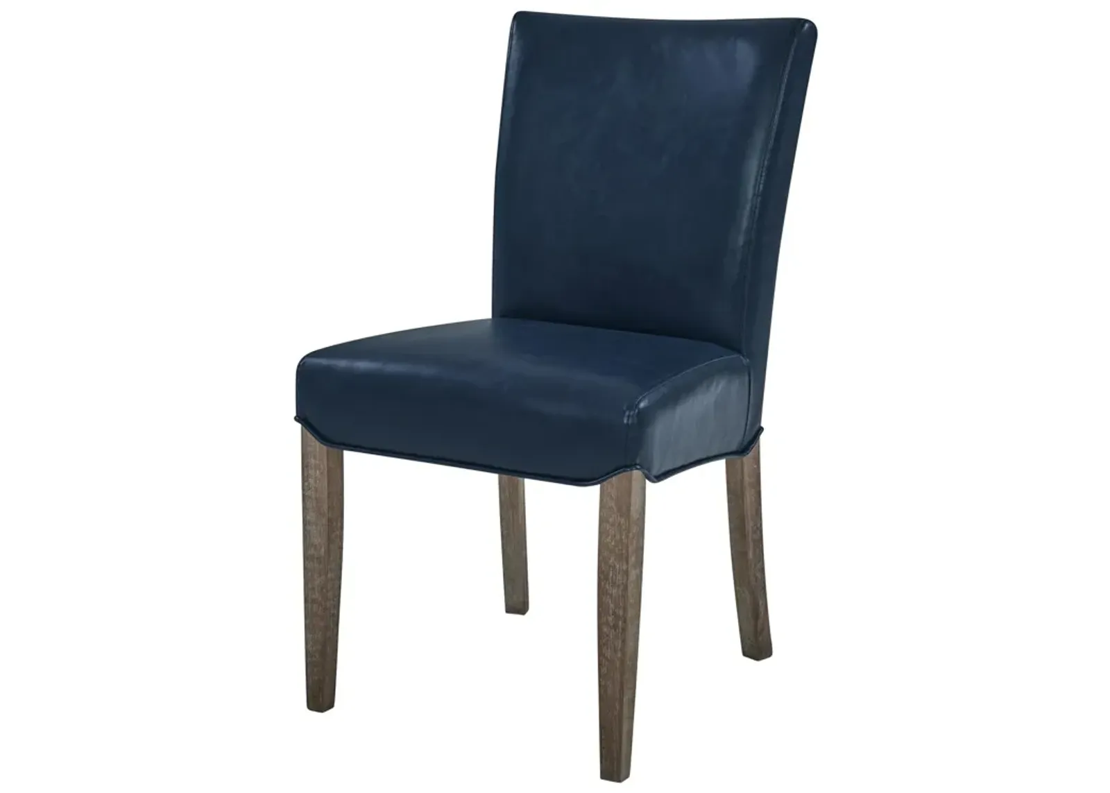 Beverly Hills Bonded Leather Dining Side Dining Side Chair Drift Wood Legs, Vintage Blue (Set of 2)