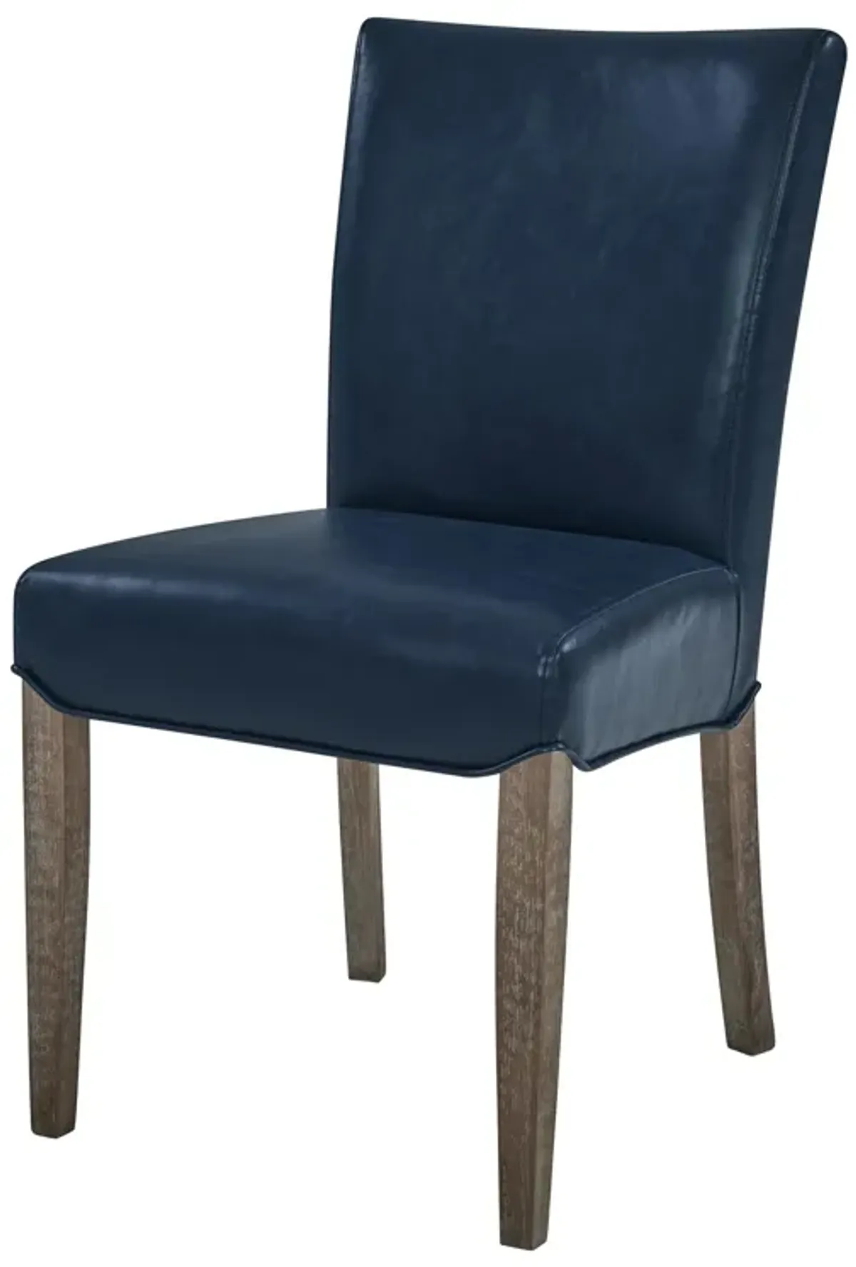 Beverly Hills Bonded Leather Dining Side Dining Side Chair Drift Wood Legs, Vintage Blue (Set of 2)