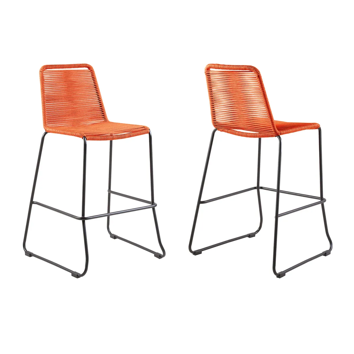 Shasta Metal and Rope Outdoor Stackable Bar Stool - Set Of 2