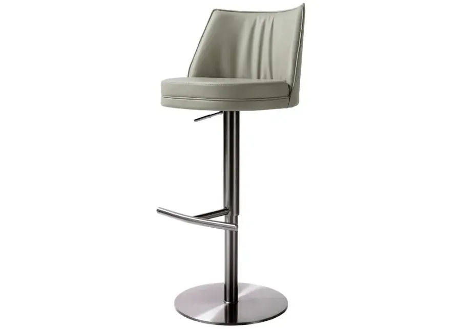 Gala Light Grey Vegan Leather on Black Adjustable Stool