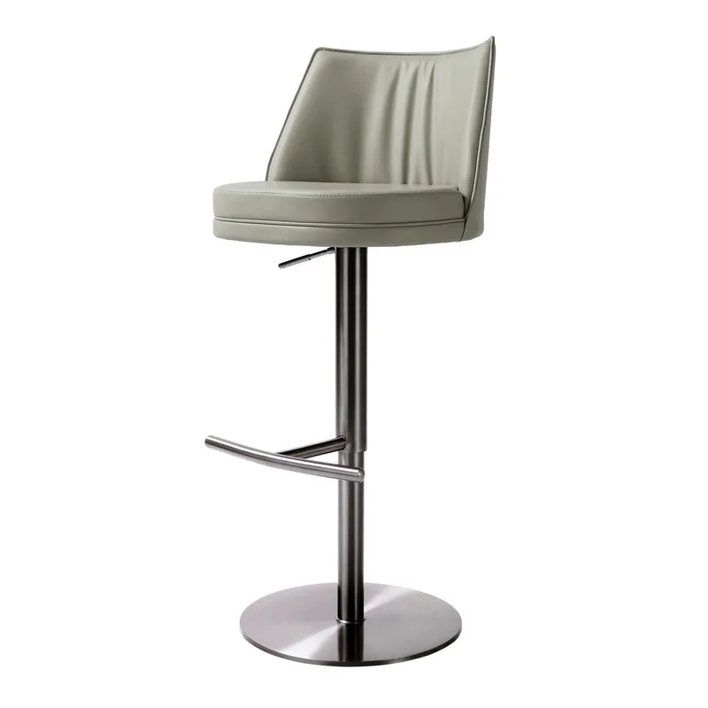 Gala Light Grey Vegan Leather on Black Adjustable Stool