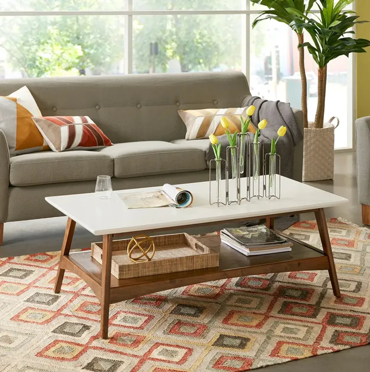 Madison Park Parker Off-White/Pecan Coffee Table