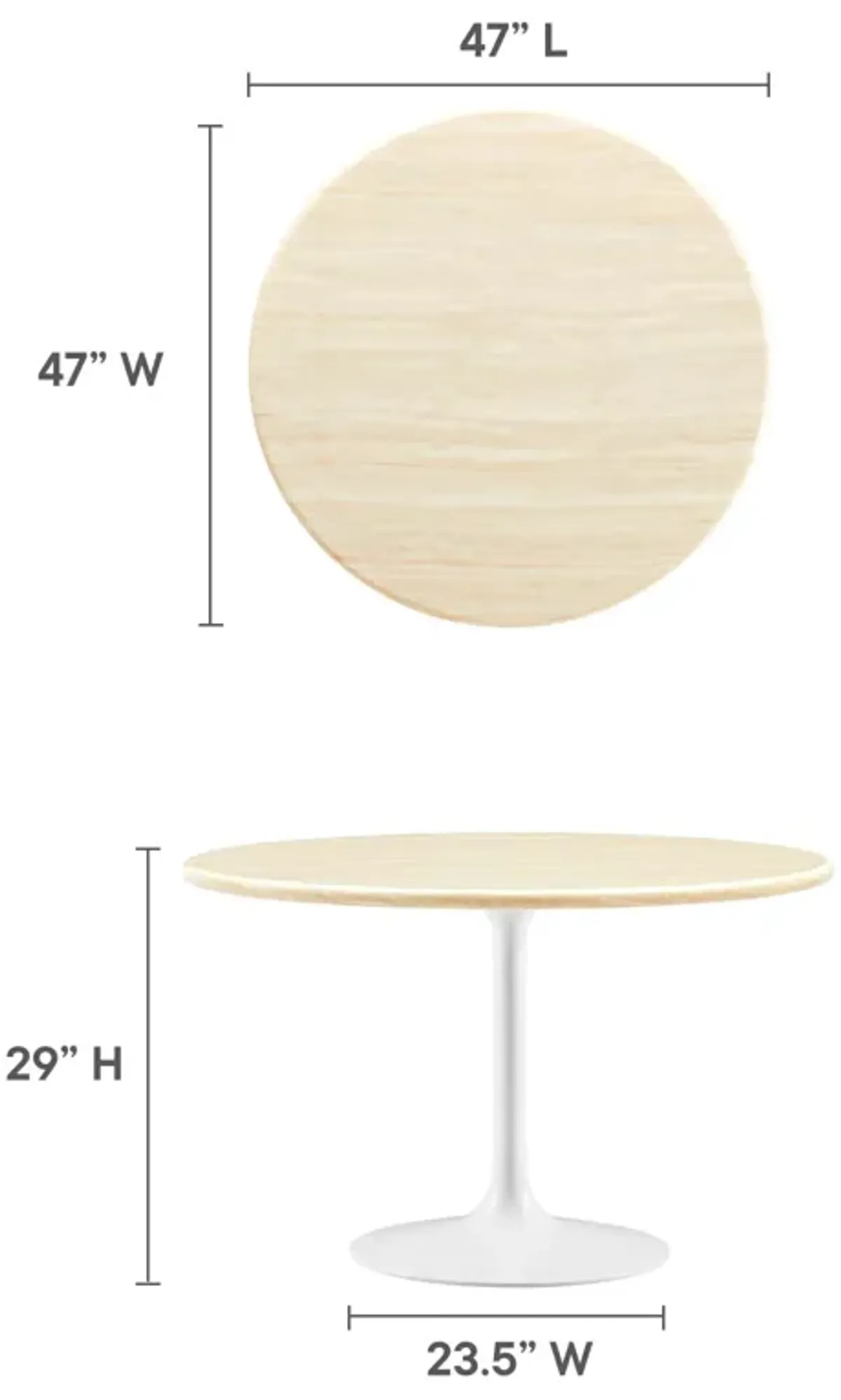 Lippa 48" Round Artificial Travertine  Dining Table