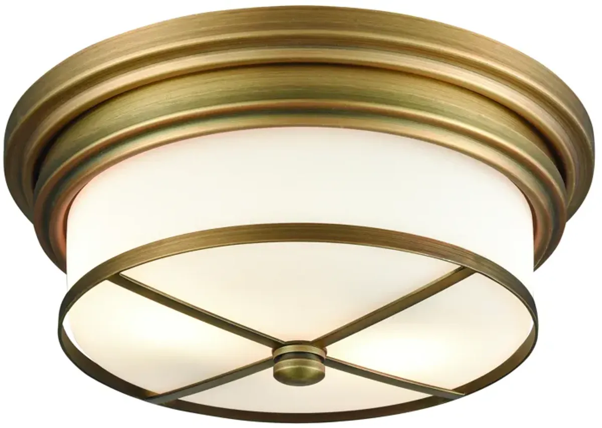 Flushmounts 13" Wide 2-Light Flush Mount - Classic Brass