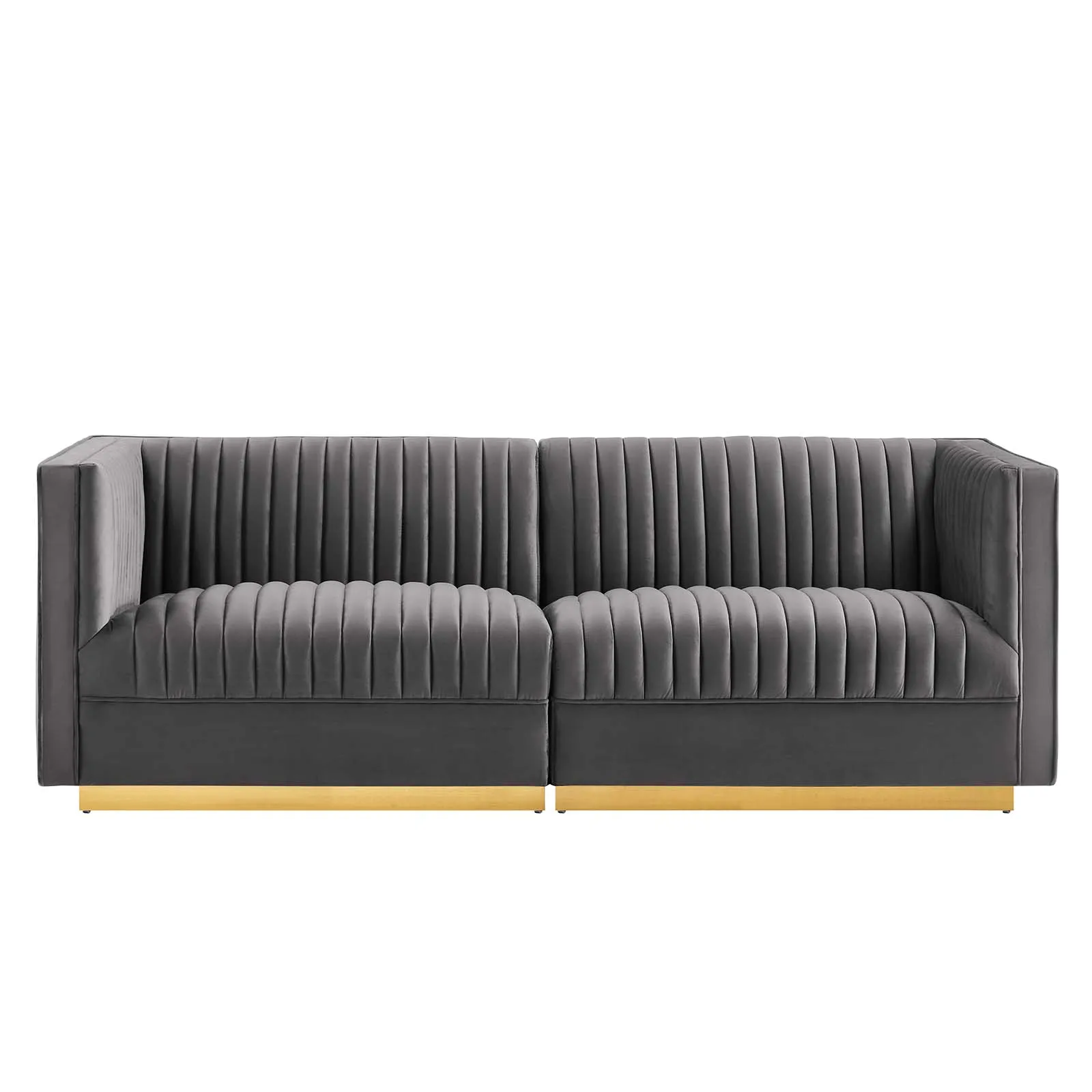 Sanguine Channel Tufted Performance Velvet Modular Loveseat