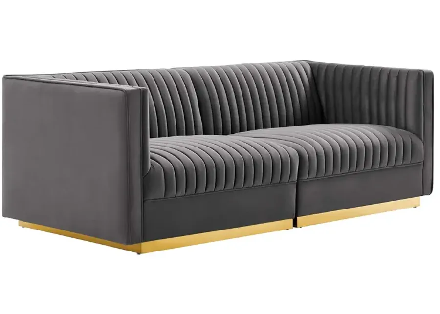 Sanguine Channel Tufted Performance Velvet Modular Loveseat