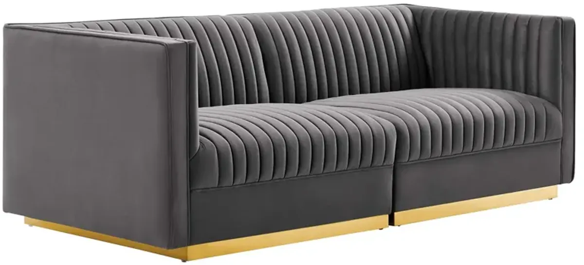 Sanguine Channel Tufted Performance Velvet Modular Loveseat