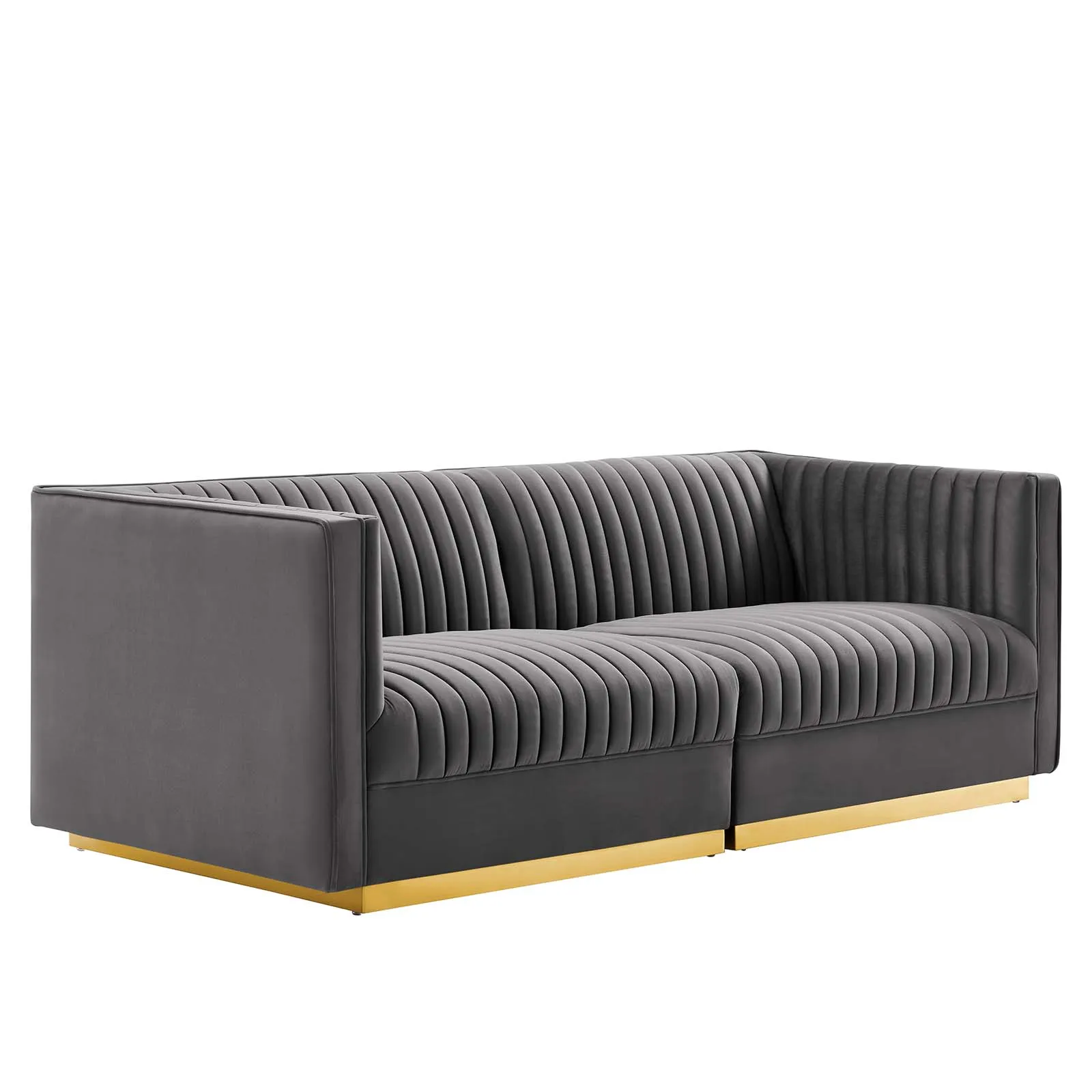 Sanguine Channel Tufted Performance Velvet Modular Loveseat