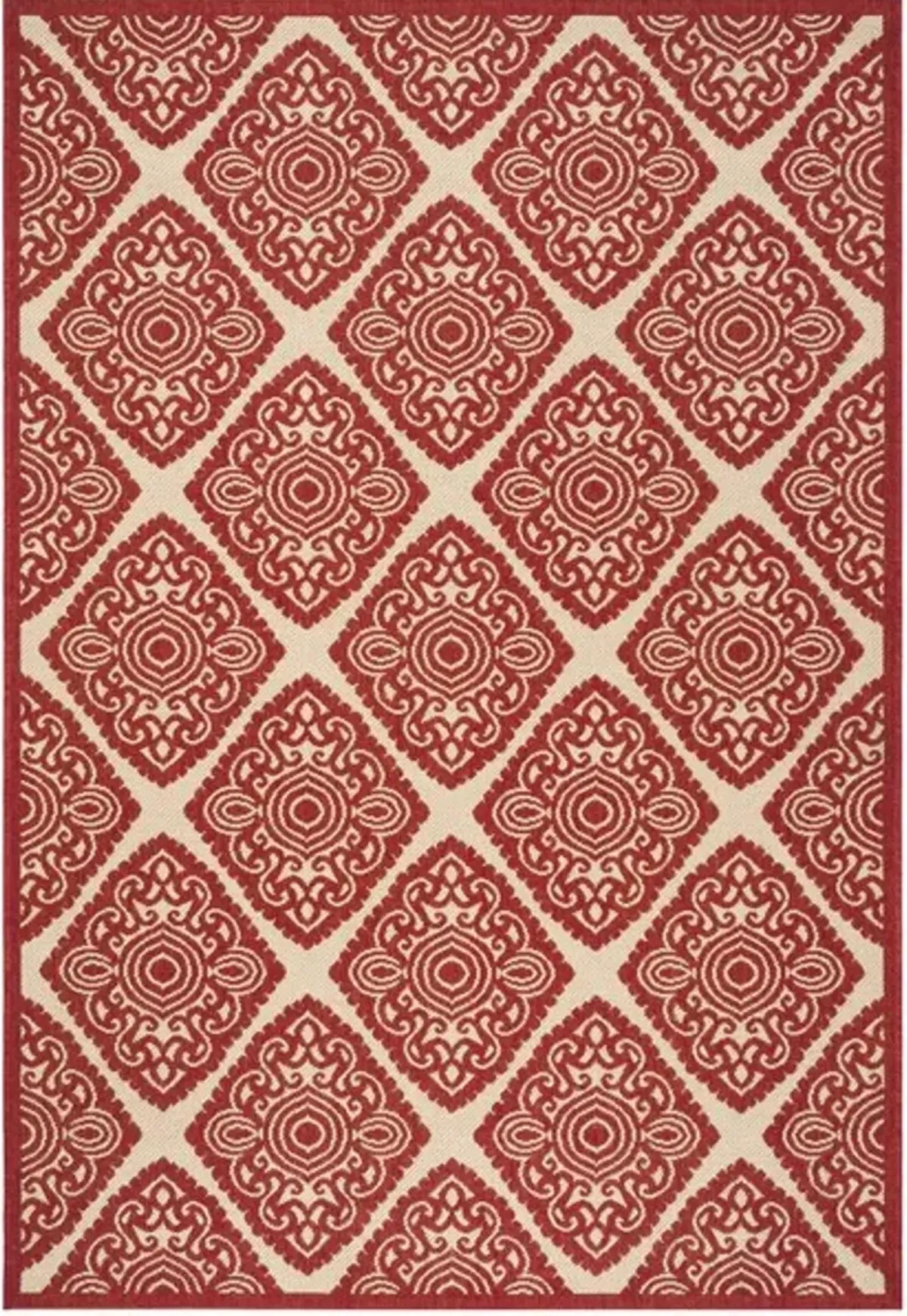 LINDEN 132 Collection LND132Q-5 Red / Creme 5'-3" X 7'-6"