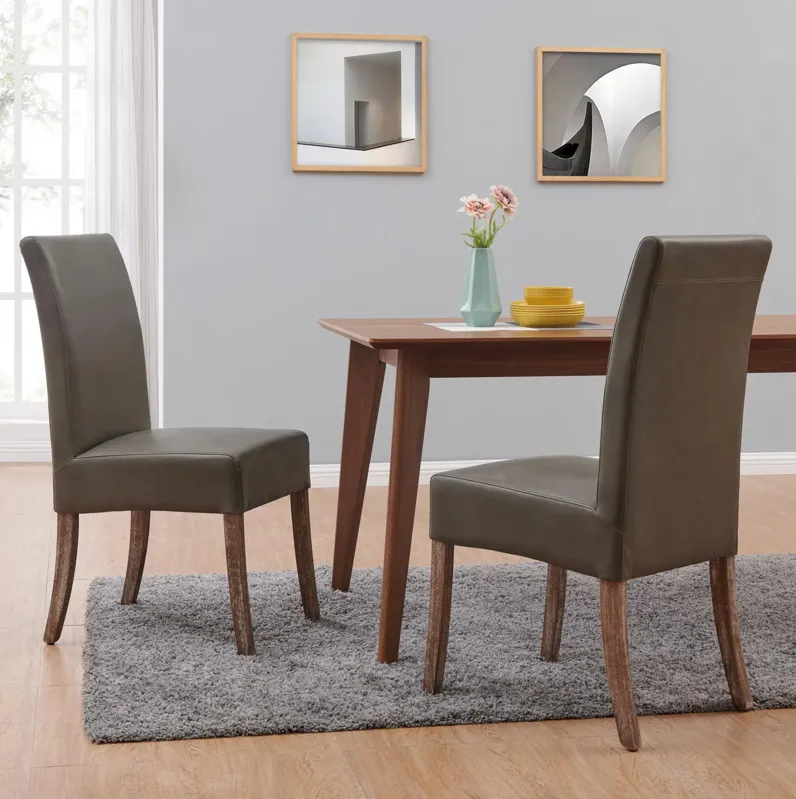 Valencia Bonded Leather Dining Side Chair Drift Wood Legs, Vintage Gray (Set of 2)