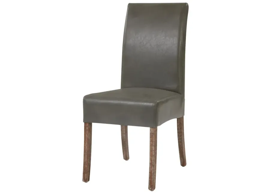 Valencia Bonded Leather Dining Side Chair Drift Wood Legs, Vintage Gray (Set of 2)