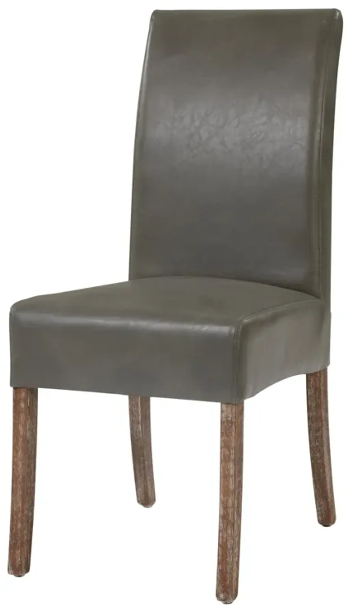 Valencia Bonded Leather Dining Side Chair Drift Wood Legs, Vintage Gray (Set of 2)