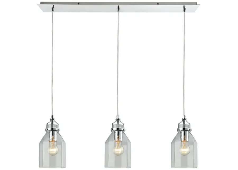 Danica 36'' Wide 3-Light Pendant - Polished Chrome with Clear Glass