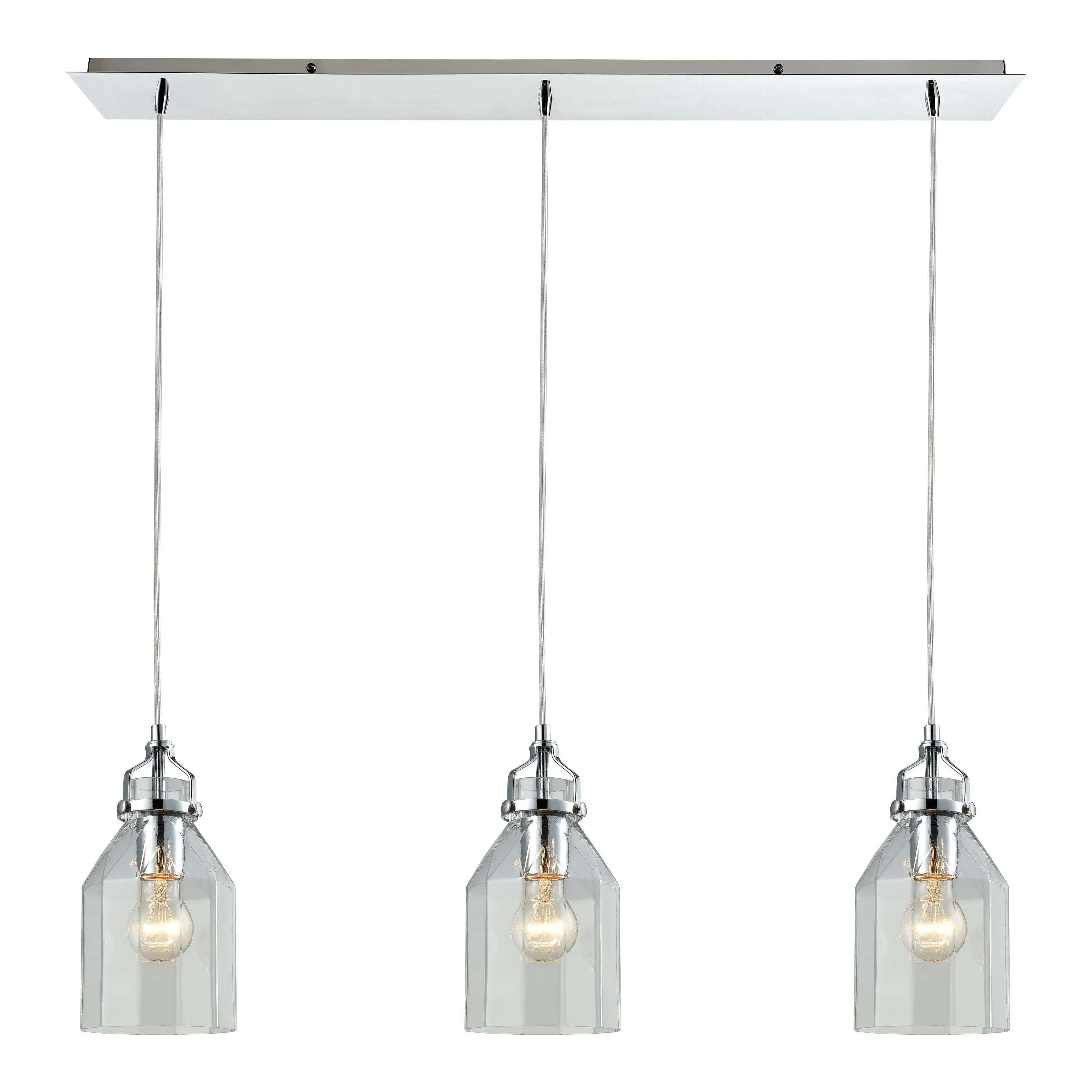 Danica 36'' Wide 3-Light Pendant - Polished Chrome with Clear Glass