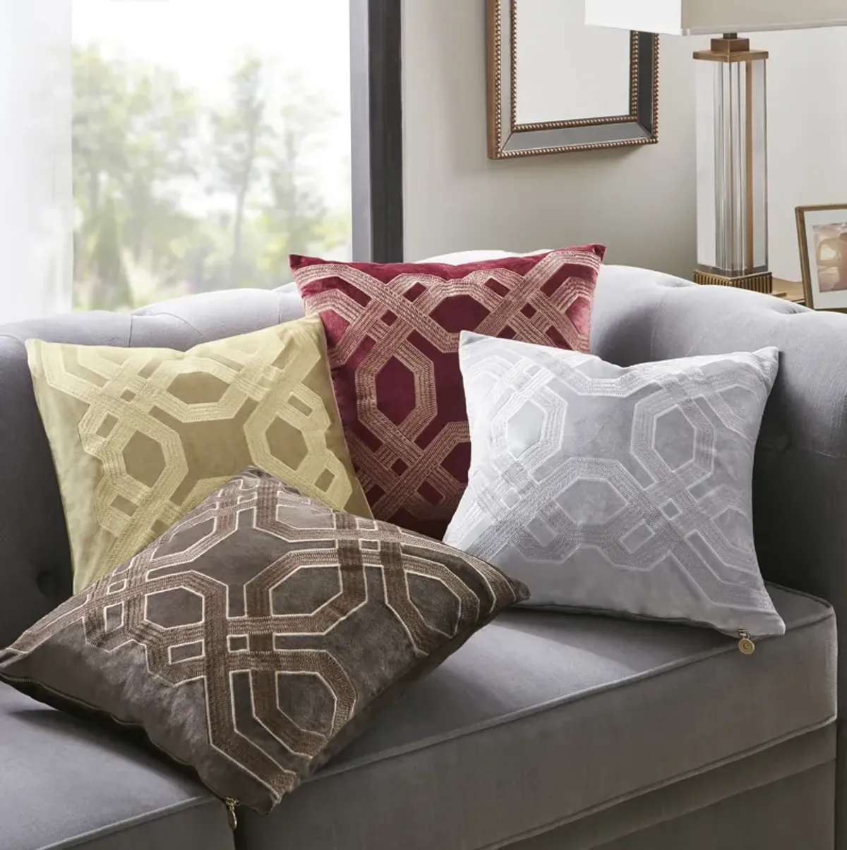 Croscill Classics Biron Silver Square Decor Pillow