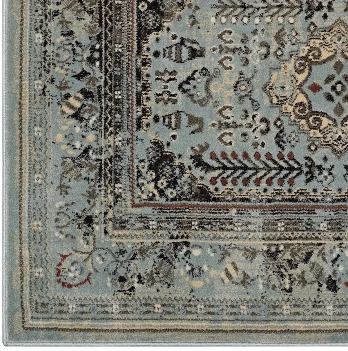 Enye Distressed Vintage Floral Lattice 5x8 Area Rug