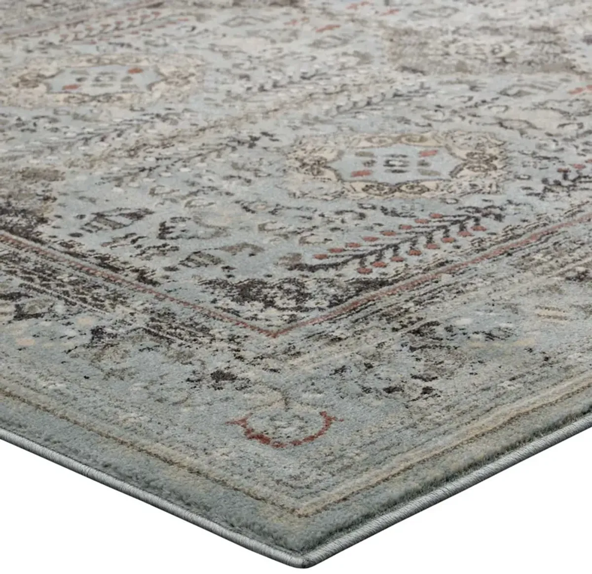 Enye Distressed Vintage Floral Lattice 5x8 Area Rug