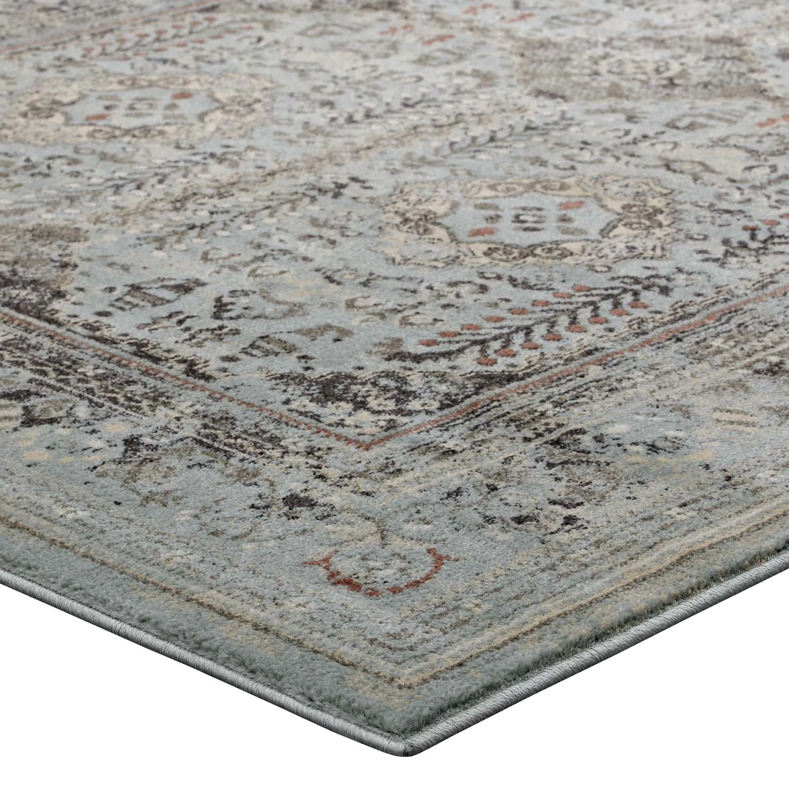 Enye Distressed Vintage Floral Lattice 5x8 Area Rug