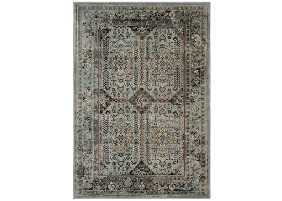 Enye Distressed Vintage Floral Lattice 5x8 Area Rug