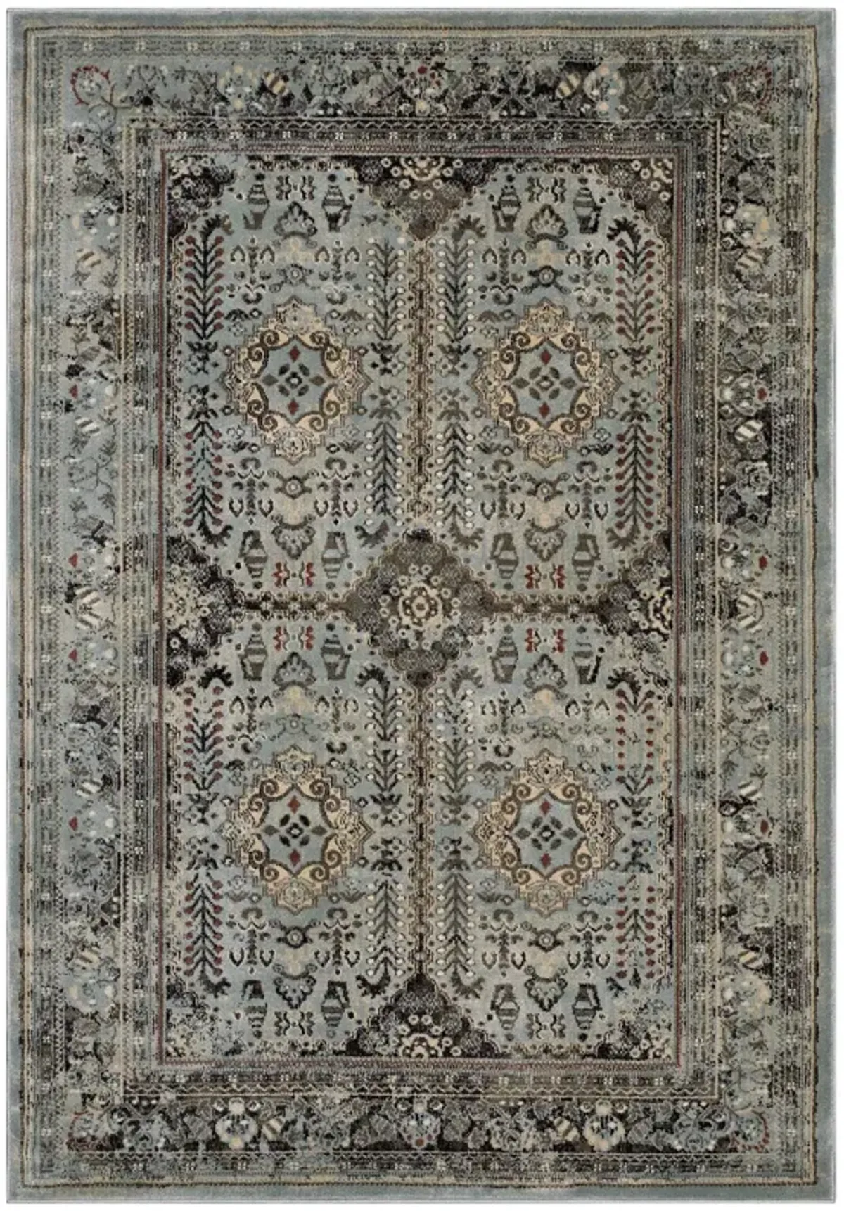 Enye Distressed Vintage Floral Lattice 5x8 Area Rug