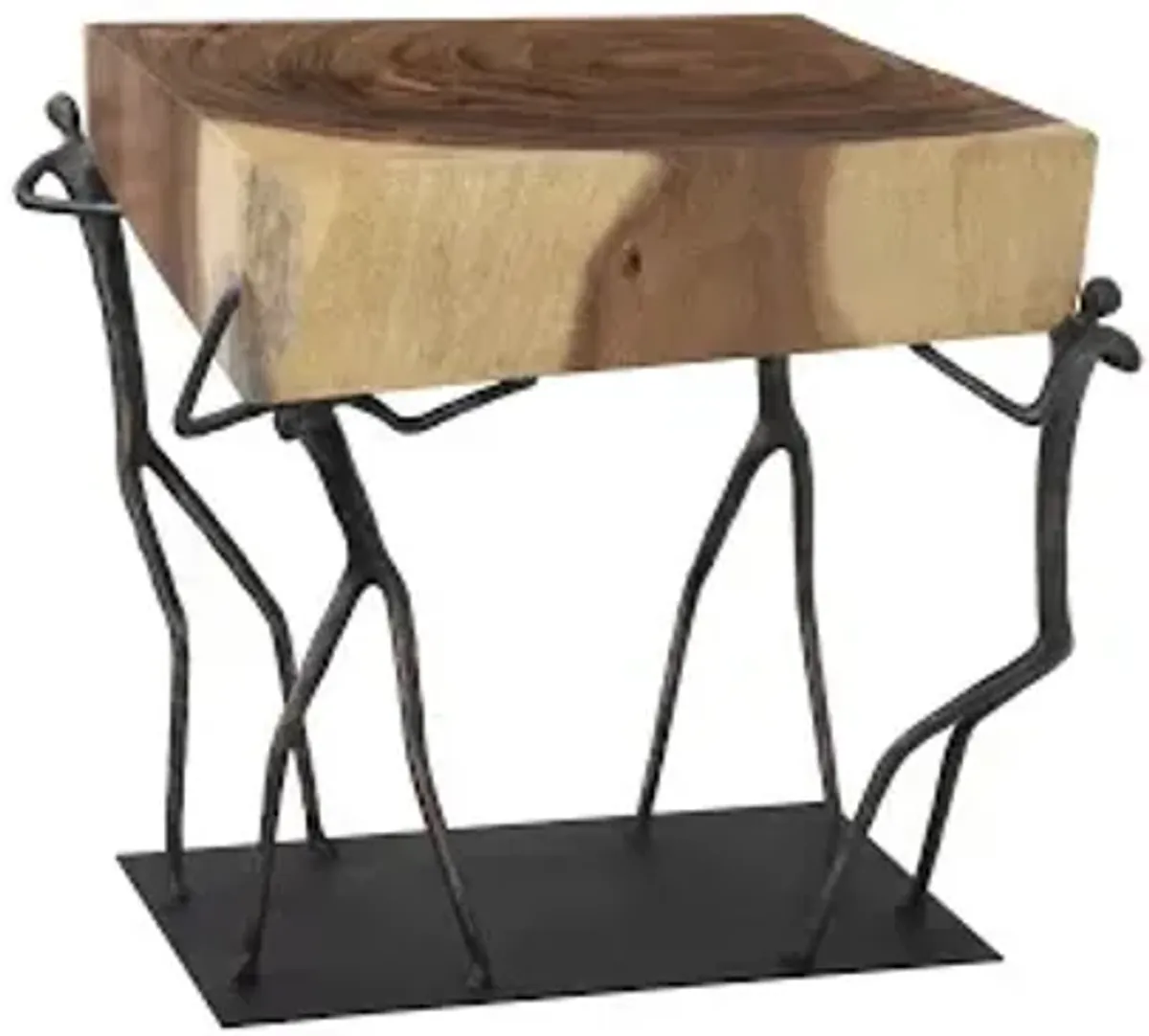 atlas side table, chamcha wood/metal, natural