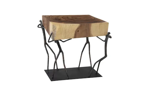 atlas side table, chamcha wood/metal, natural