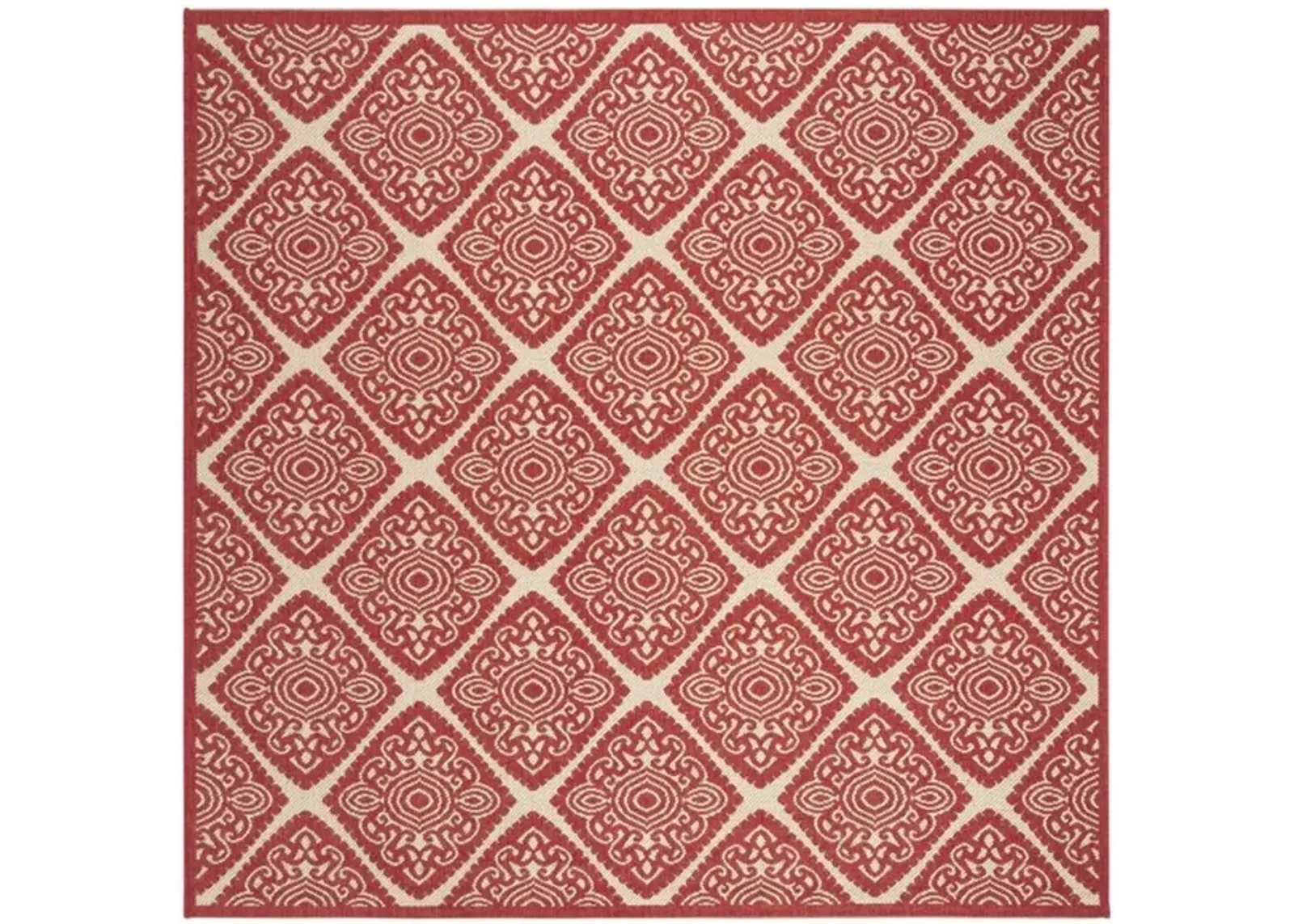 LINDEN 132 Collection LND132Q-6SQ Red / Creme 6'-7" X 6'-7" Square