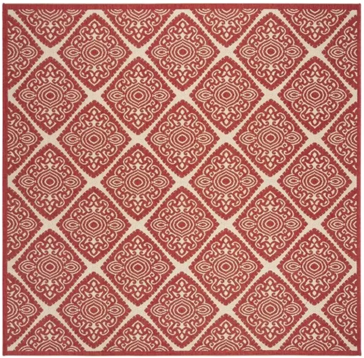 LINDEN 132 Collection LND132Q-6SQ Red / Creme 6'-7" X 6'-7" Square