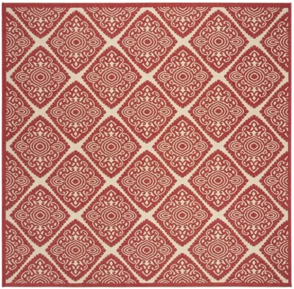 LINDEN 132 Collection LND132Q-6SQ Red / Creme 6'-7" X 6'-7" Square
