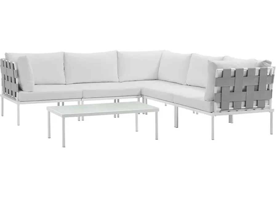 Harmony 6 Piece Outdoor Patio Aluminum Sectional Sofa Set