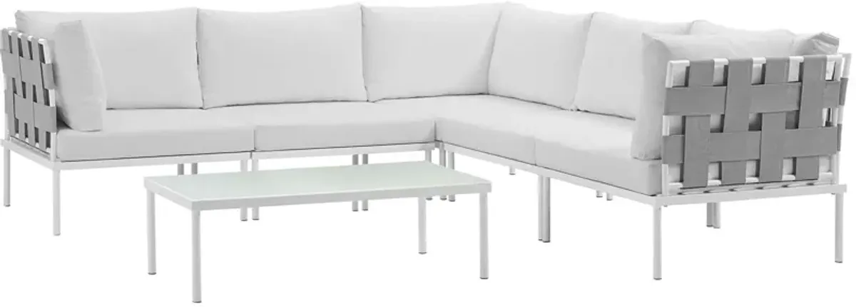 Harmony 6 Piece Outdoor Patio Aluminum Sectional Sofa Set