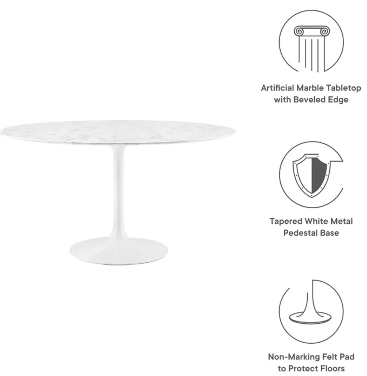 Lippa 54" Round Artificial Marble Dining Table