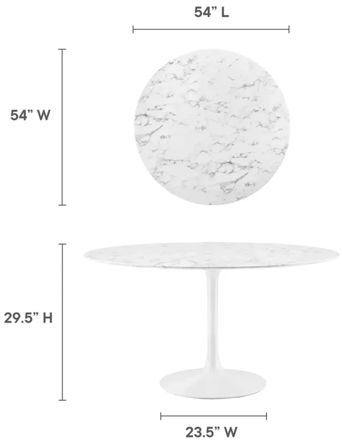 Lippa 54" Round Artificial Marble Dining Table