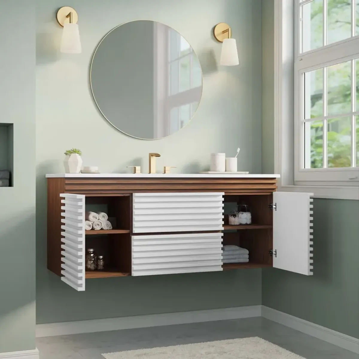 Render 48" Wall-Mount Bathroom Vanity