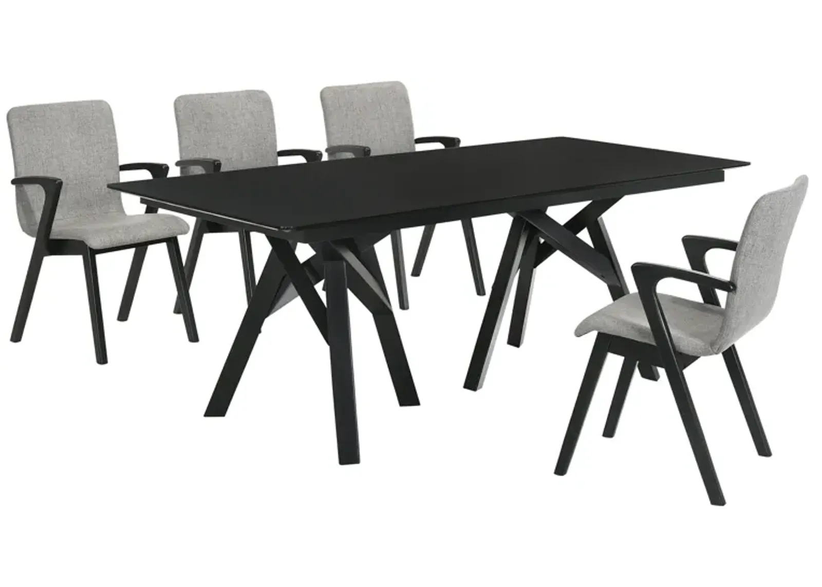 Cortina and Varde 5 Piece Black Rectangular Dining Set