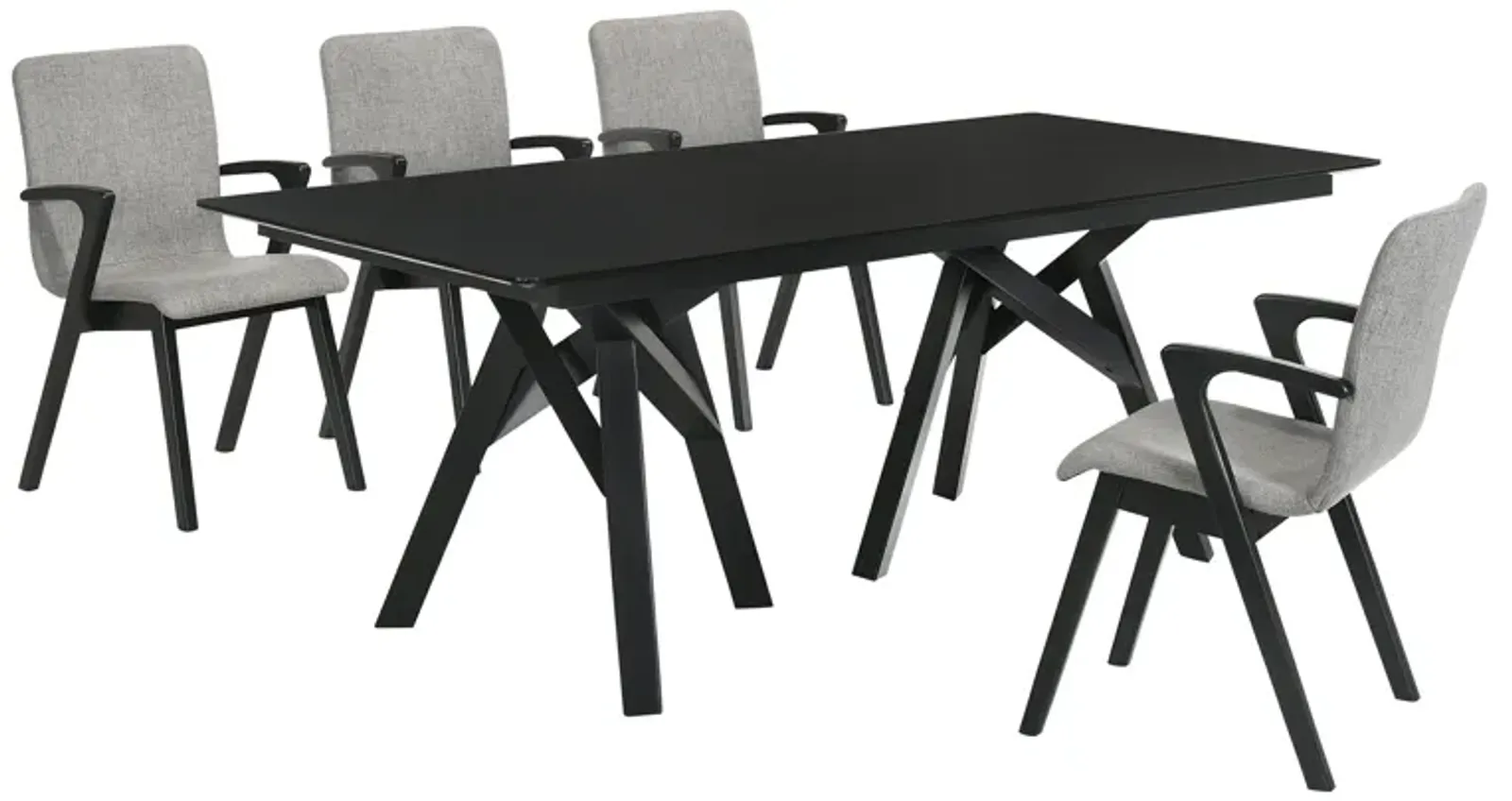 Cortina and Varde 5 Piece Black Rectangular Dining Set