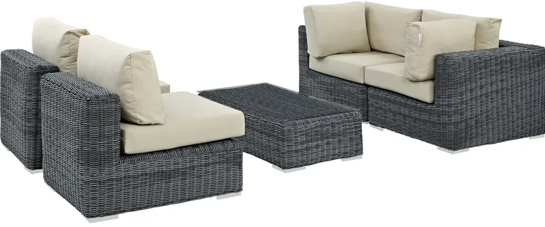 Summon 5 Piece Outdoor Patio Sunbrella® Sectional Set