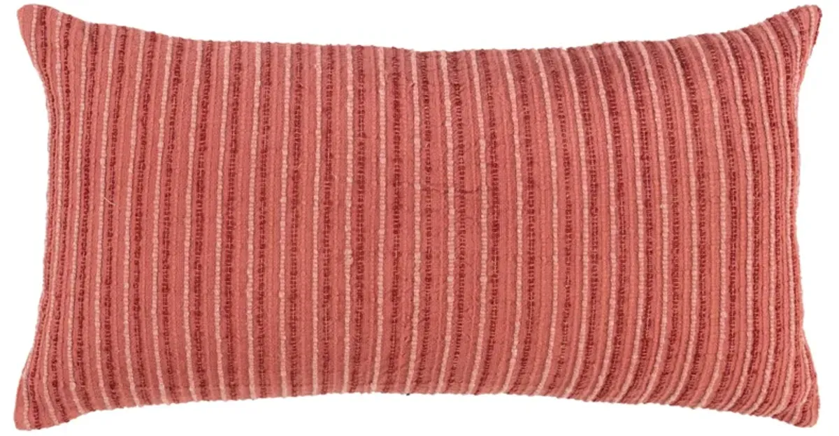 Stripe Patterned Solid Coral  Pillow