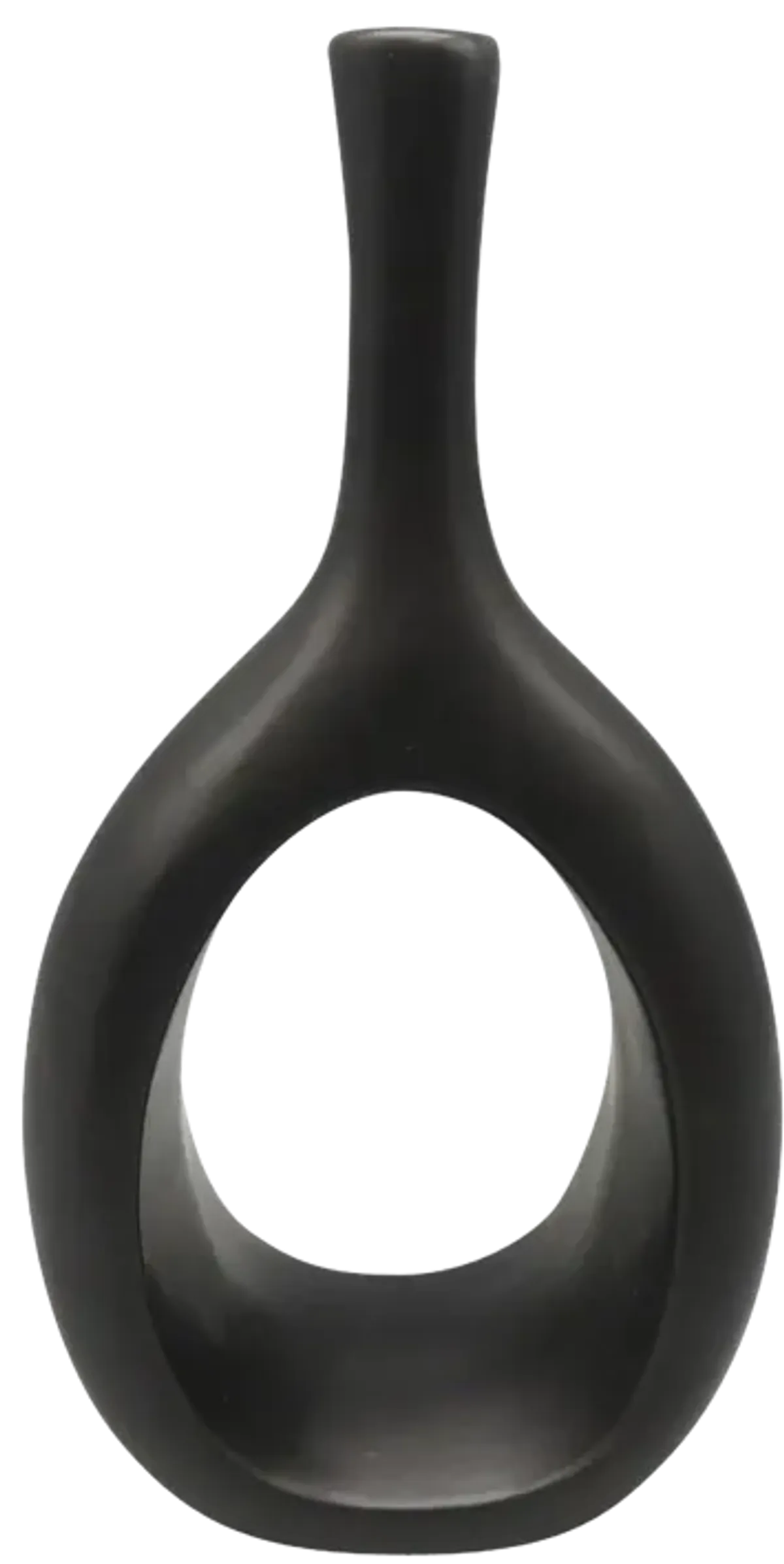 Cer, 12" Curved Open Cut Out Vase, Black