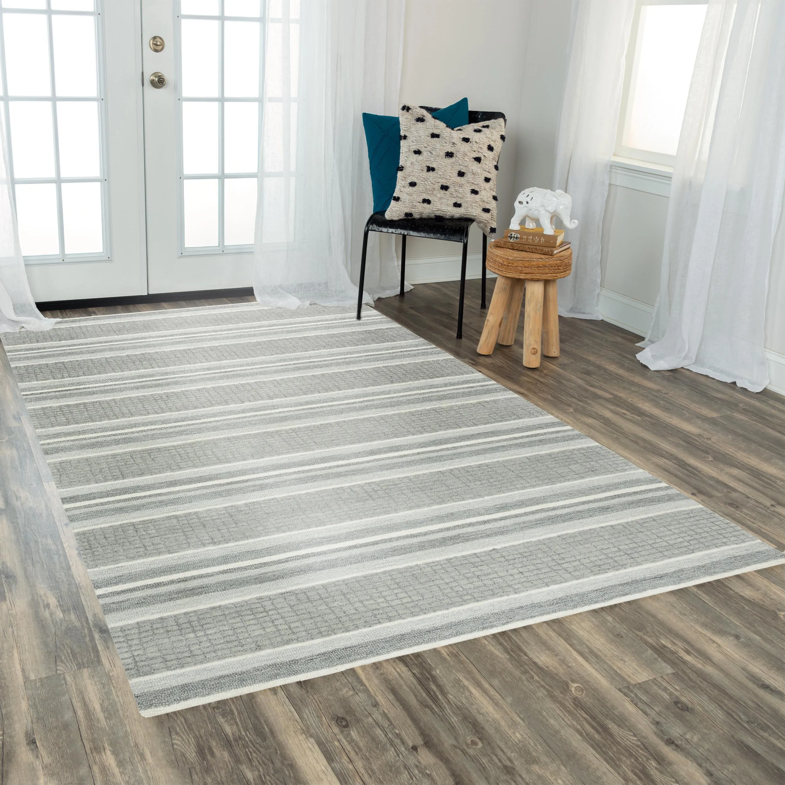 Katana Gray Stripe Wool 5' x 7'6" Rectangle Rug