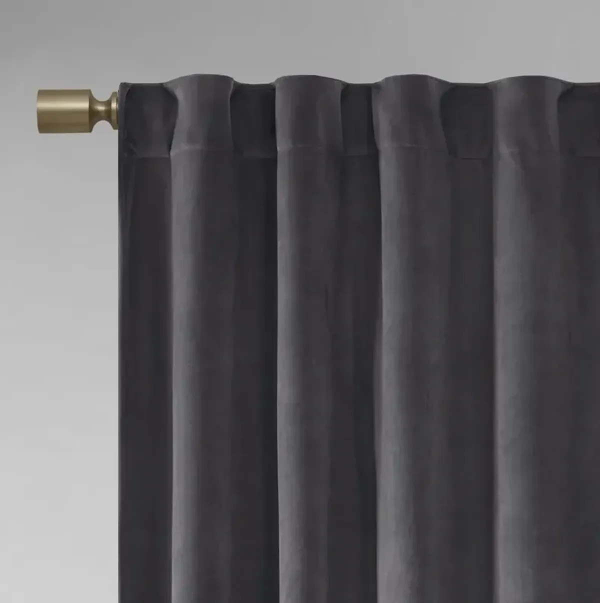 510 Design Colt Charcoal Room Darkening Poly Velvet Rod Pocket/Back Tab Curtain Panel Pair