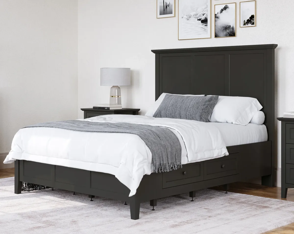 Grace Queen-size Four Drawer Platform Storage Bed in Raven Black