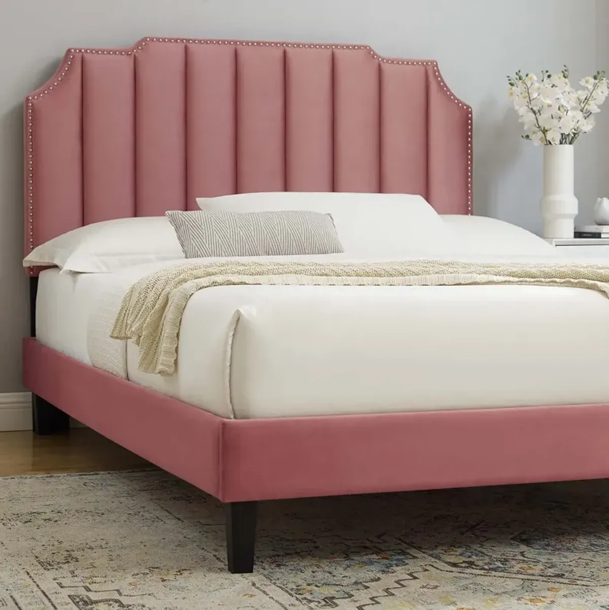 Colette King Performance Velvet Platform Bed